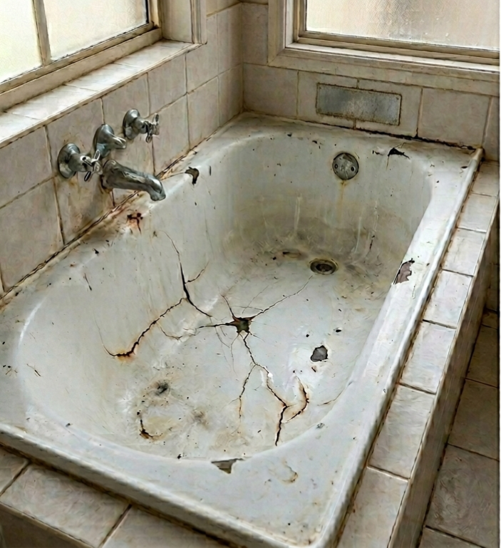 Cracked bath tub