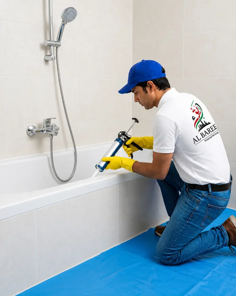 Al Bareeq Technical Services performing bathtub repair and reglazing in Dubai, Sharjah, and Ajman